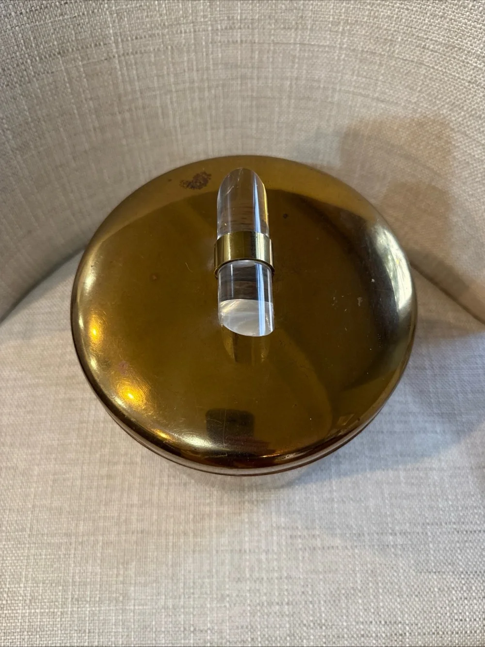 Mid Century Brads and Lucite Handled Ice Bucket